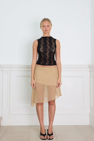 ASYMMETRICAL BIAS CUT SKIRT latte