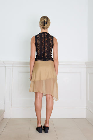 MOCK NECK LACE TOP black