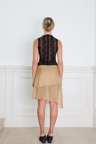 ASYMMETRICAL BIAS CUT SKIRT latte