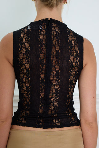 MOCK NECK LACE TOP black