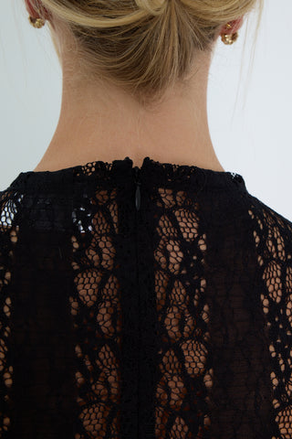 MOCK NECK LACE TOP black