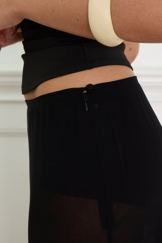 SHEER MID LENGTH SKIRT black