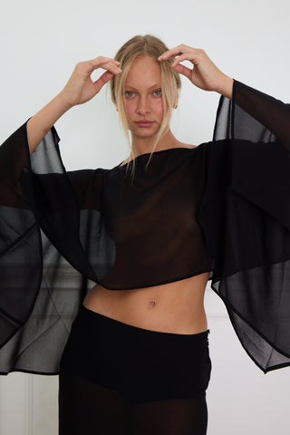 SHEER SHAWL black
