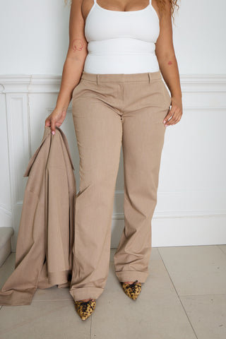 RELAXED MID RISE PANTS caramel