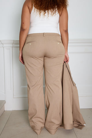 RELAXED MID RISE PANTS caramel