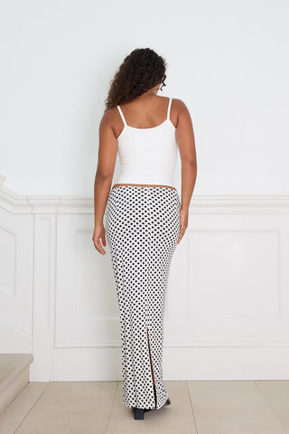CONTOUR MAXI SKIRT polka dot