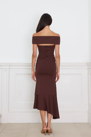 GRADUAL DRAPE SKIRT BROWN