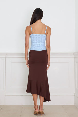 GRADUAL DRAPE SKIRT BROWN