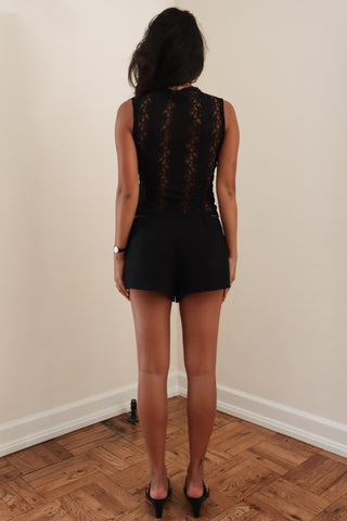 MOCK NECK LACE TOP black