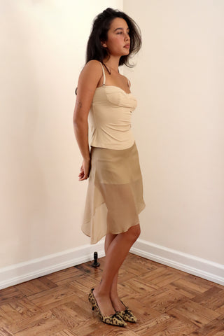 ASYMMETRICAL BIAS CUT SKIRT latte