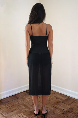 SHEER MID LENGTH SKIRT black