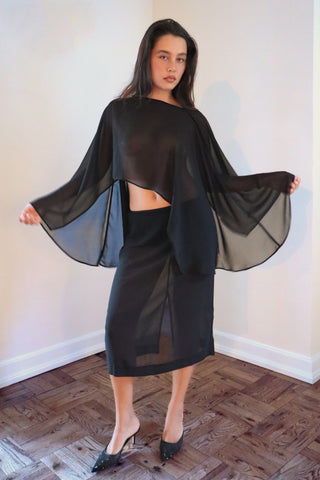 SHEER SHAWL black