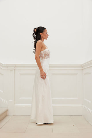 LACE BUST BIAS CUT MAXI DRESS ivory